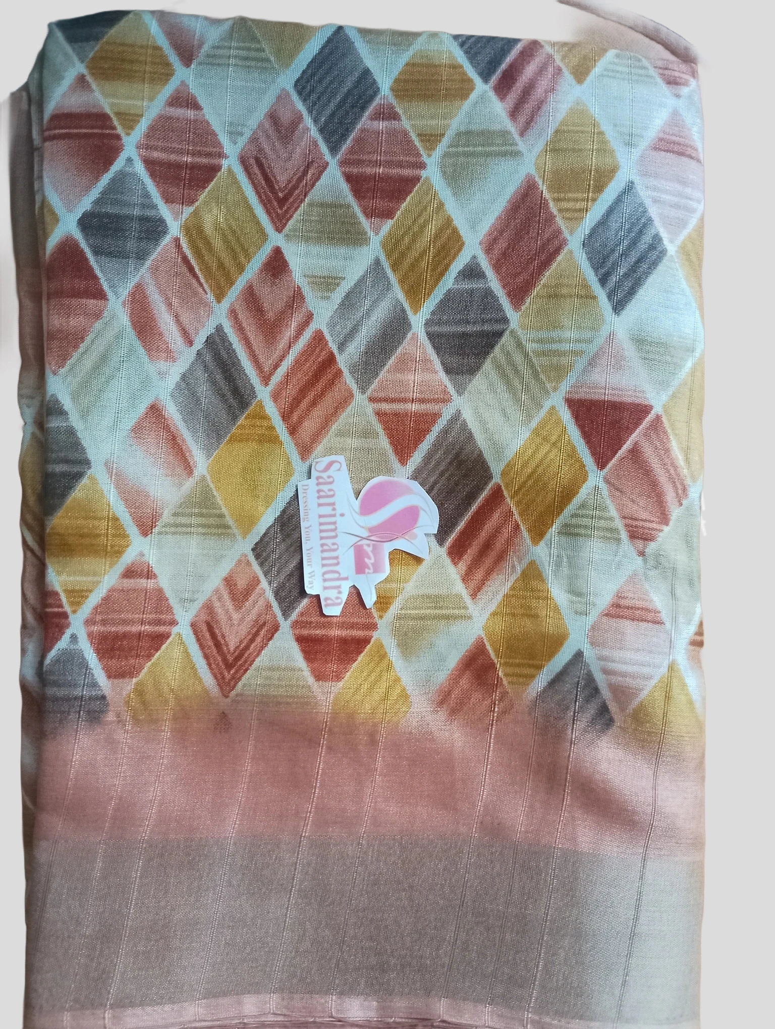 Handloom Printed Saree with Jacquard Border- Sper Star - Orange